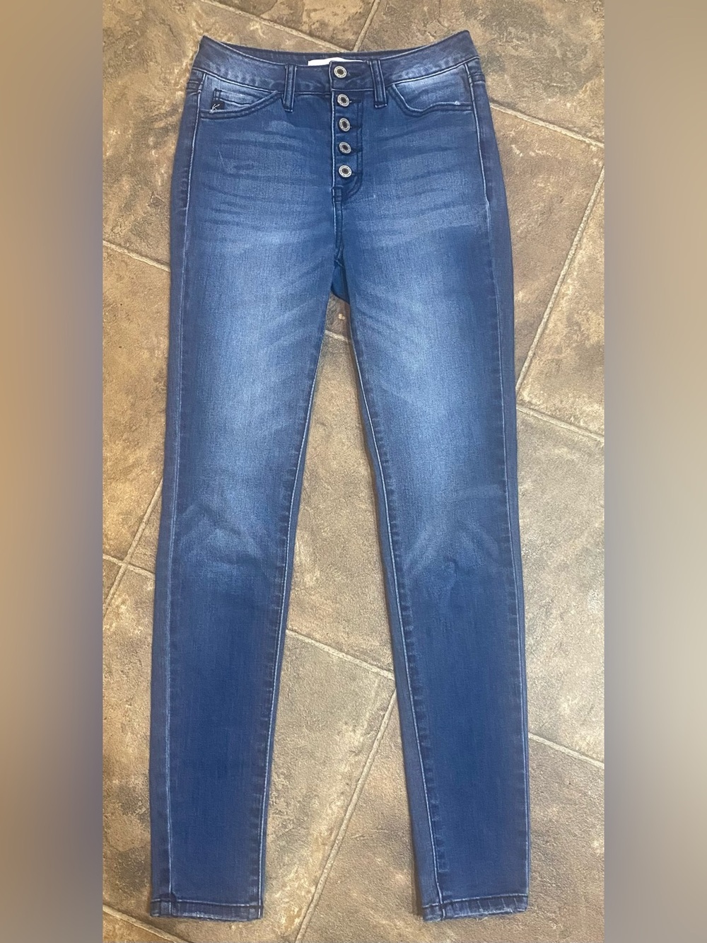 Kancan Medium Blue High-Rise Skinny Jeans with Button Fly